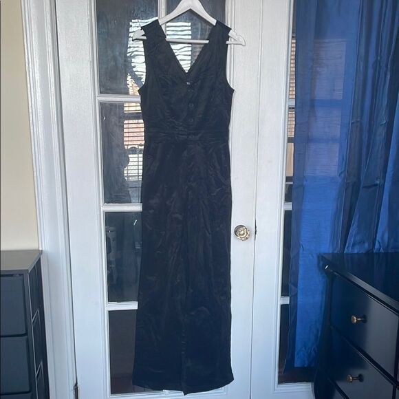 Paige sleeveless black corduroy flare wide leg romper denia jumpsuit chic size 2 - Picture 4 of 12